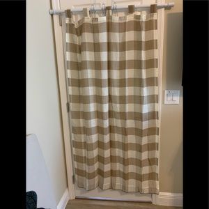 Brown/beige woven tab curtains